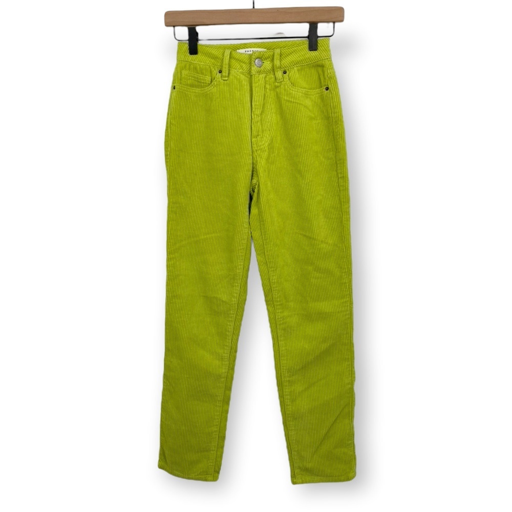 Pacsun Corduroy High Waisted Mom Jeans Size XXS Pockets Cotton Lime Green
